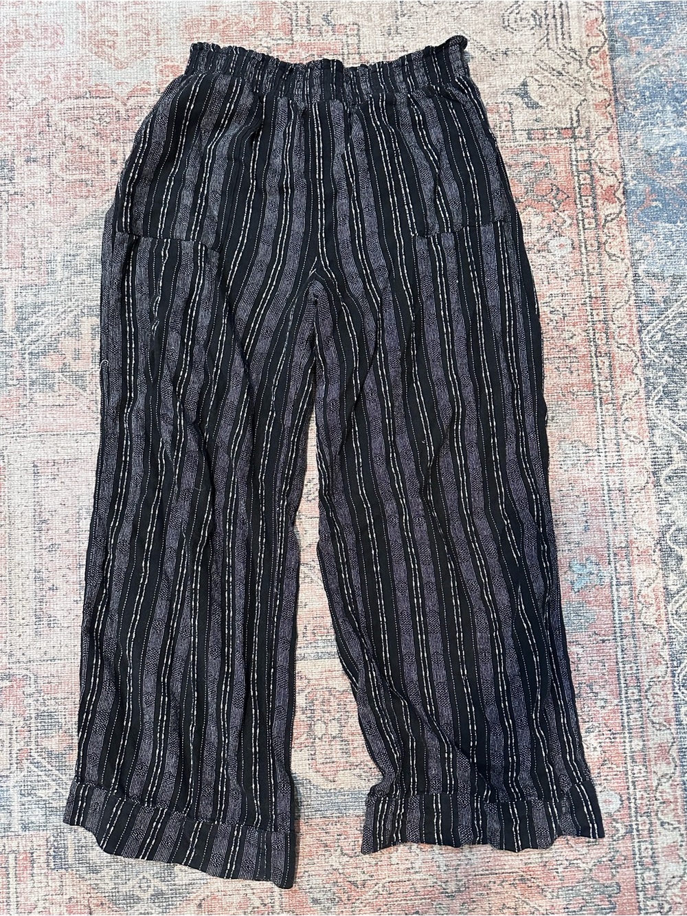 Time and Tru Black & White Striped Wide-Leg Pants